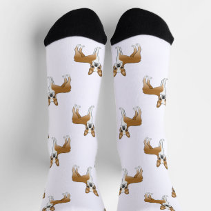 Boston Terrier Cartoon Hond Patroon In Vaal En Wit Sokken