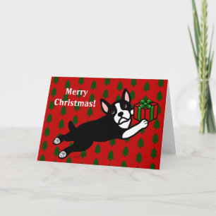 Boston Terrier Cartoon Kerst Kaarten