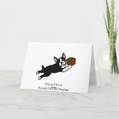 Boston Terrier Cartoon Tartan Christmas Kaarten (Achterkant)
