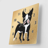 Boston Terrier Cartoon Vierkante Klok (Hoek)