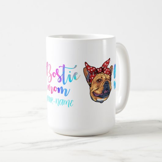 Boston Terrier Chien Mug Fête des mères Bosti Mama (Devant droit)
