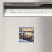 Boston Terrier Christmas Boat Holiday Magneet (Insitu (Vaatwasser))