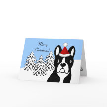 Boston Terrier Christmas Cartoon Snow Bossen