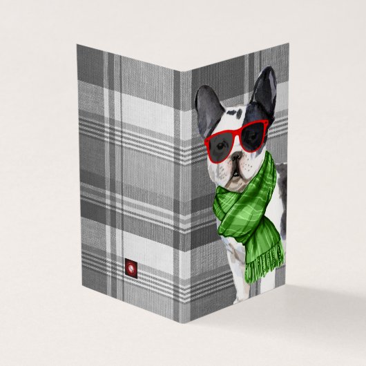 Boston Terrier Christmas Chien Plaid Holiday (Outside)
