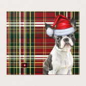 Boston Terrier Christmas Dog Holiday Plaid (Outside Unfolded)