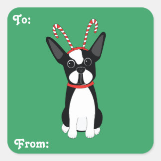 Boston Terrier Christmas Gift Label Stickers