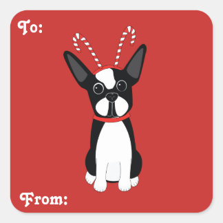 Boston Terrier Christmas Gift Label Stickers