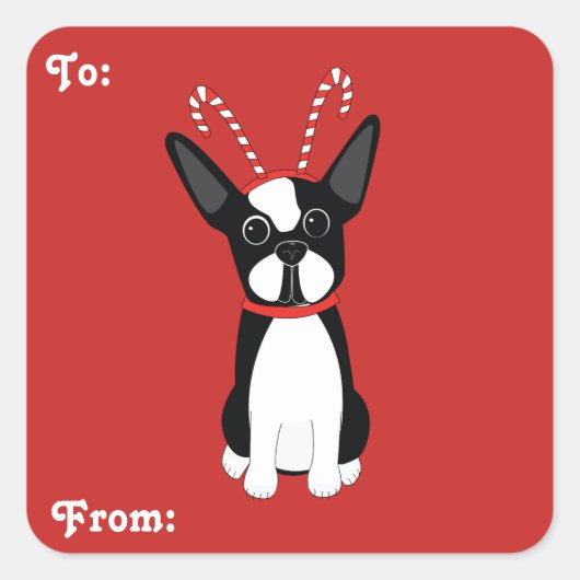 Boston Terrier Christmas Gift Label Stickers (Voorkant)