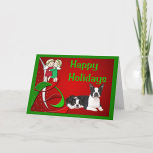 Boston Terrier Christmas Little Angels Kaart