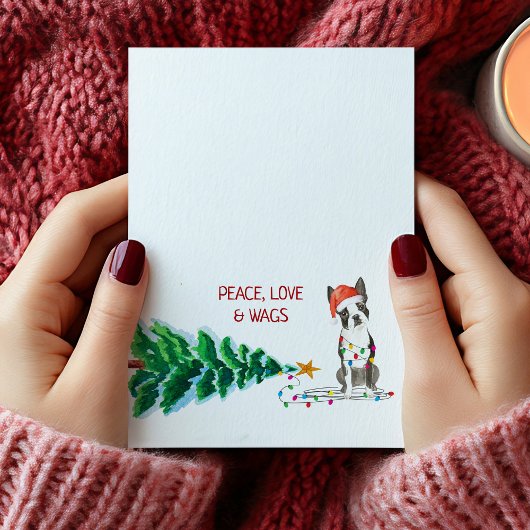 Boston Terrier Christmas Tree - Carte de vacances