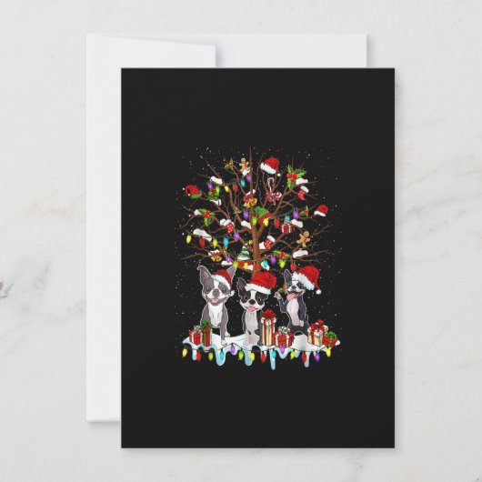 Boston Terrier Christmas Tree Funny Xmas Boston Te Kaart (Voorkant)
