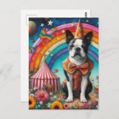 Boston Terrier Circus Encaustic Briefkaart (Voorkant / Achterkant)