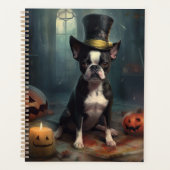 Boston Terrier Citrouille Halloween effroi (Devant)