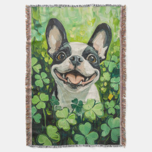 Boston Terrier Clover Field Painting Deken