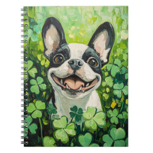 Boston Terrier Clover Field Painting Notitieboek