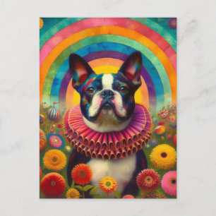 Boston Terrier Clown Collar Circus Briefkaart