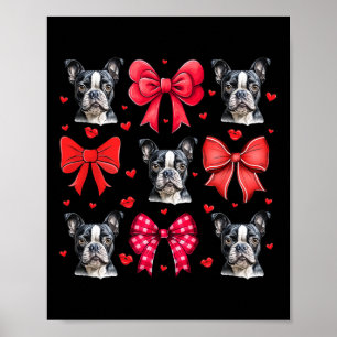 Boston Terrier Coquette Bow Puppy Hond Mam Valenti Poster