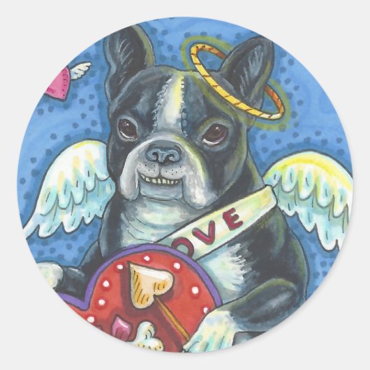 Boston Terrier, CUPID DOG VALENTINE STICKERS Feuil (Devant)