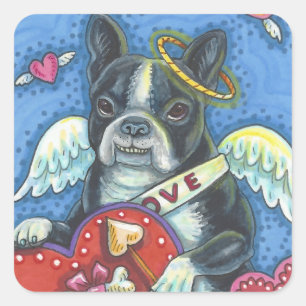 Boston Terrier, CUPID DOG VALENTINE STICKERS Feuil
