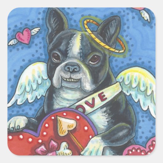 Boston Terrier, CUPID DOG VALENTINE STICKERS Feuil (Devant)