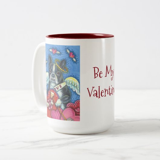 Boston Terrier Cupide CHIEN VALENTINE 2 TONE MUG R (Devant gauche)