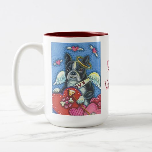 Boston Terrier Cupide CHIEN VALENTINE 2 TONE MUG R (Gauche)
