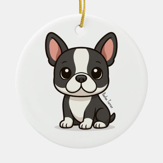 Boston Terrier Custom Name Keramisch Ornament (Voorkant)