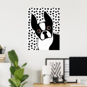 Boston Terrier Cute Black en White Poster (Thuiskantoor)