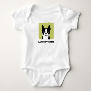 Boston Terrier   Cute Dog Face Romper