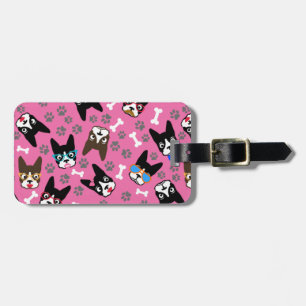 Boston Terrier Cute Mustache Funny Faces Bagagelabel