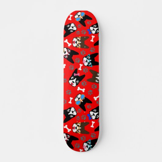 Boston Terrier Cute Mustache Funny Faces Skateboard (Voorkant)