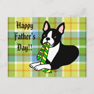 Boston Terrier Dad met Stropdas 1 Briefkaart