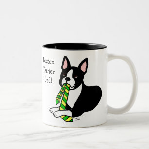 Boston Terrier Dad met Stropdas 1 Tweekleurige Koffiemok