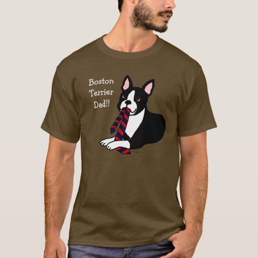 Boston Terrier Dad met Stropdas 2 T-shirt (Voorkant)