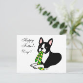 Boston Terrier Daddy met Stropdas 1 Briefkaart (Staand voorkant)