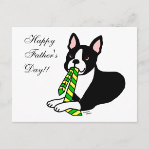 Boston Terrier Daddy met Stropdas 1 Briefkaart