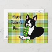 Boston Terrier Daddy met Stropdas 1 Briefkaart (Voorkant / Achterkant)