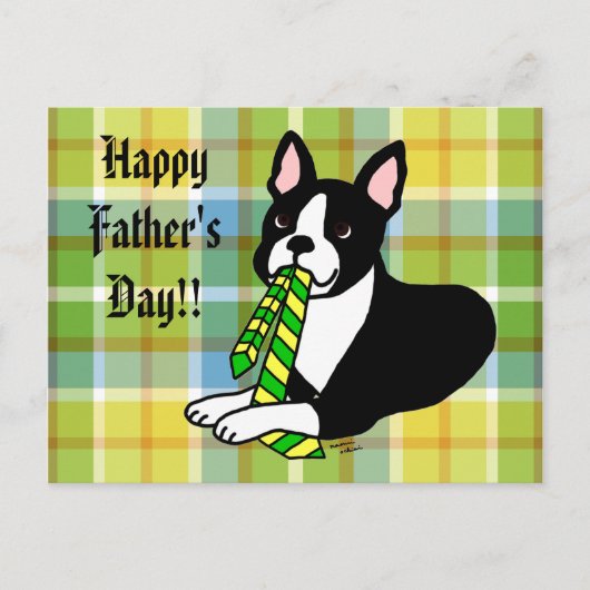Boston Terrier Daddy met Stropdas 1 Briefkaart (Voorkant)
