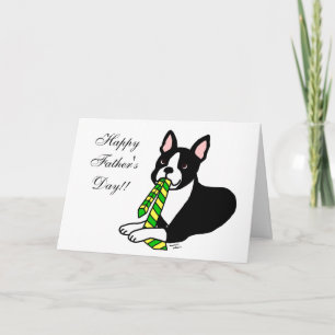 Boston Terrier Daddy met Stropdas 1 Kaart