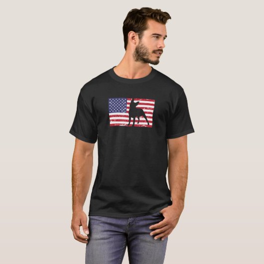 Boston Terrier Distressed Patriotic All American U T-shirt (Voorkant volledig)