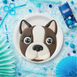 Boston Terrier Dog 3D geïnspireerd Papieren Bordje