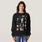 Boston Terrier Dog American Flag 4th of July Patri Trui (Voorkant volledig)
