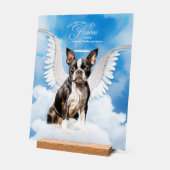 Boston Terrier Dog Angel avec nom Pet Memorial (Angle)