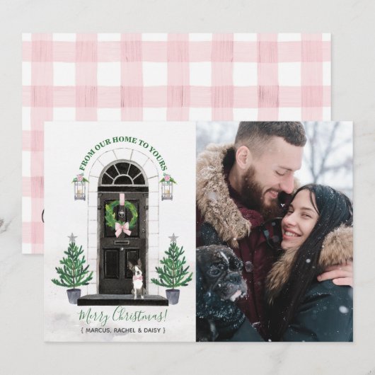 Boston Terrier Dog - Carte photo de Noël (Devant / Derrière)