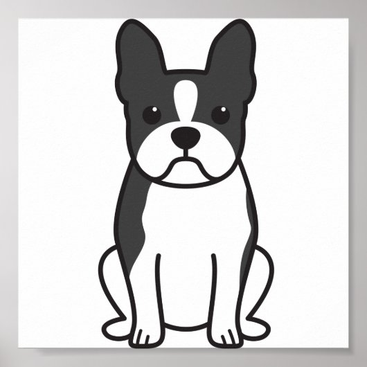 Boston Terrier Dog Cartoon Poster (Voorkant)