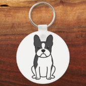 Boston Terrier Dog Cartoon Sleutelhanger (Voorkant)
