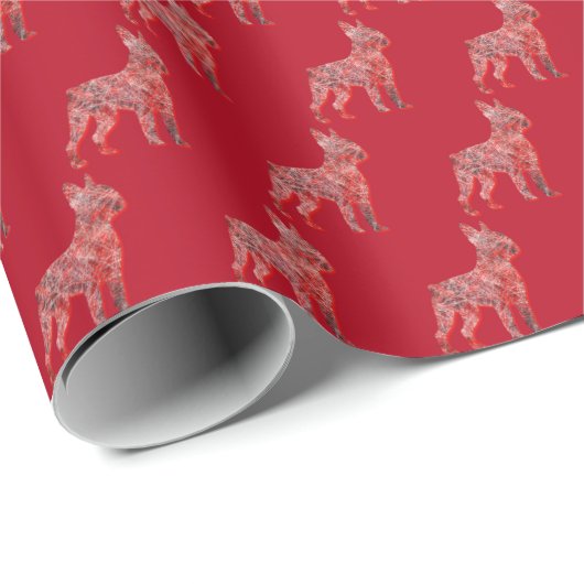 Boston Terrier Dog Christmas Schattige Silhouette Cadeaupapier (Rol Hoek)