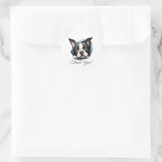 Boston Terrier Dog Dank u Ronde Sticker (Tas)