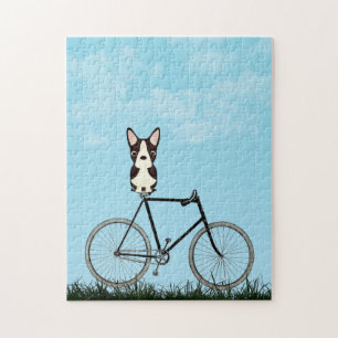 Boston Terrier Dog die op de  fiets zit Legpuzzel