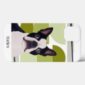 Boston Terrier Dog - Groene geometrische Case-Mate iPhone Case (Achterkant (horizontaal))